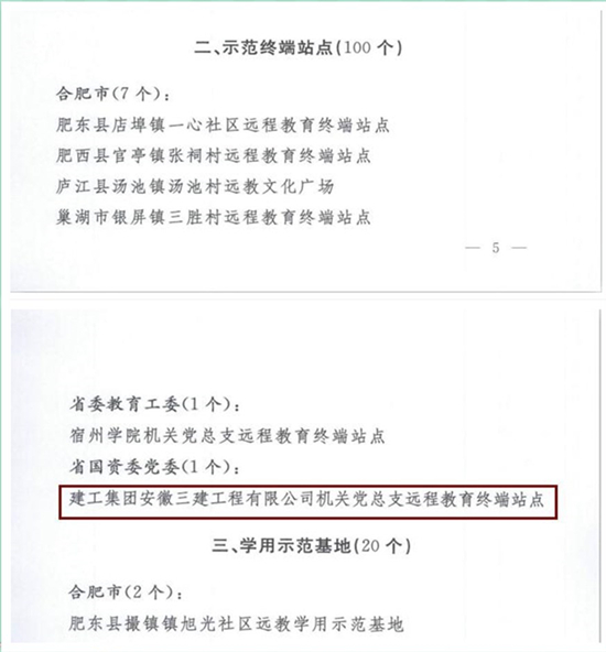 喜讯！安徽三建获评全省党员远程教育“双创双争”活动“树模终端站点” 