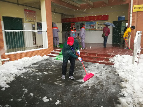 安徽365英国上市技师学院教职工自觉组织扫雪