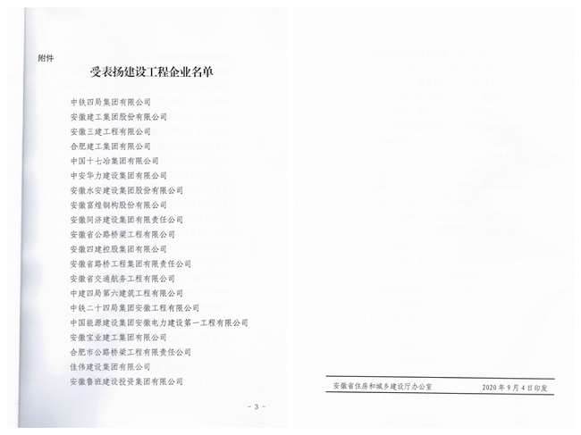 省住建厅转达表扬安建总承包代表集团加入全省农村危房刷新质量清静排查事情