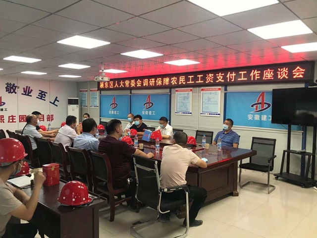 阜阳市颍东区人大常委会副主任杨海赴安徽一建阜阳珑熙庄园项目调研包管农民工人为支付事情
