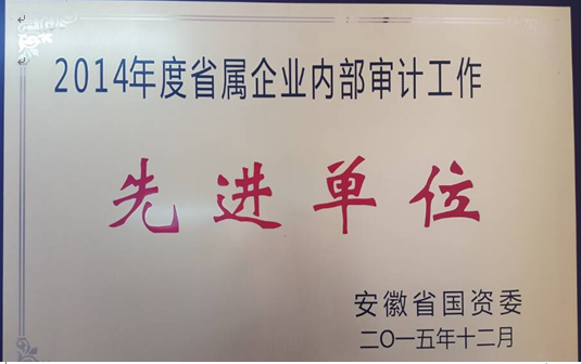 365英国上市荣获安徽省国资委2014年度内审事情先进单位称呼