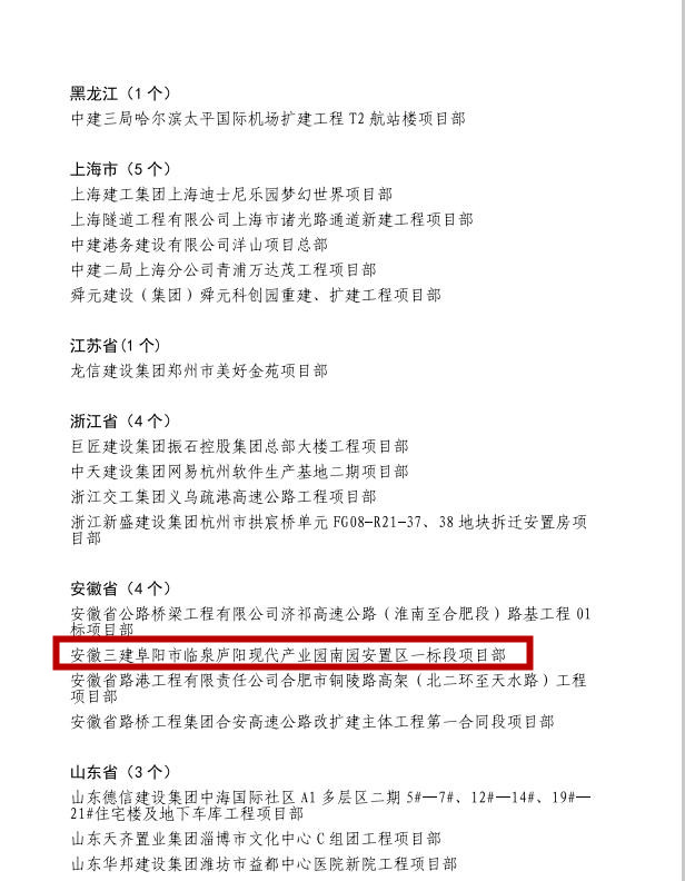 安徽三建临庐工业园项目喜获“首批天下修建业文化建设树模项目部”称呼